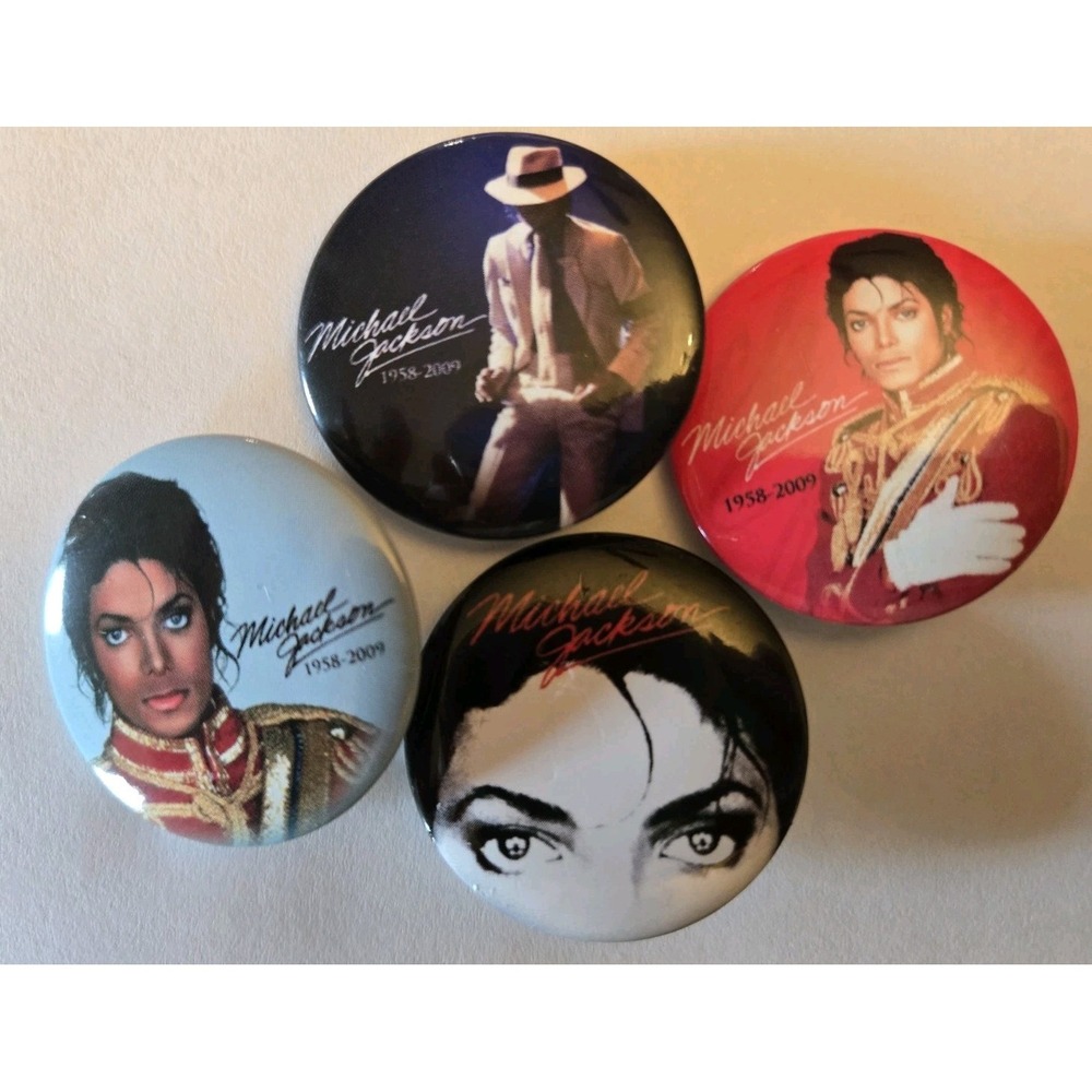 Michael Jackson 1958-2009 Button Badge Set of 4 EUC Bargain Price